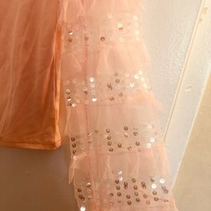 Independent designer top tulle sleeve